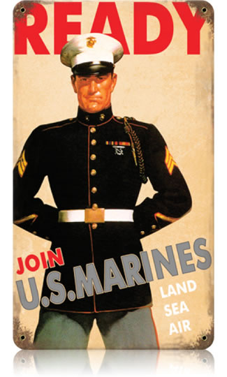 "Join U. S. Marines" Vintage Metal Sign